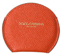 Dolce & Gabbana Orange Calfskin Leather Round Logo Hand Mirror Holder - GENUINE AUTHENTIC BRAND LLC  