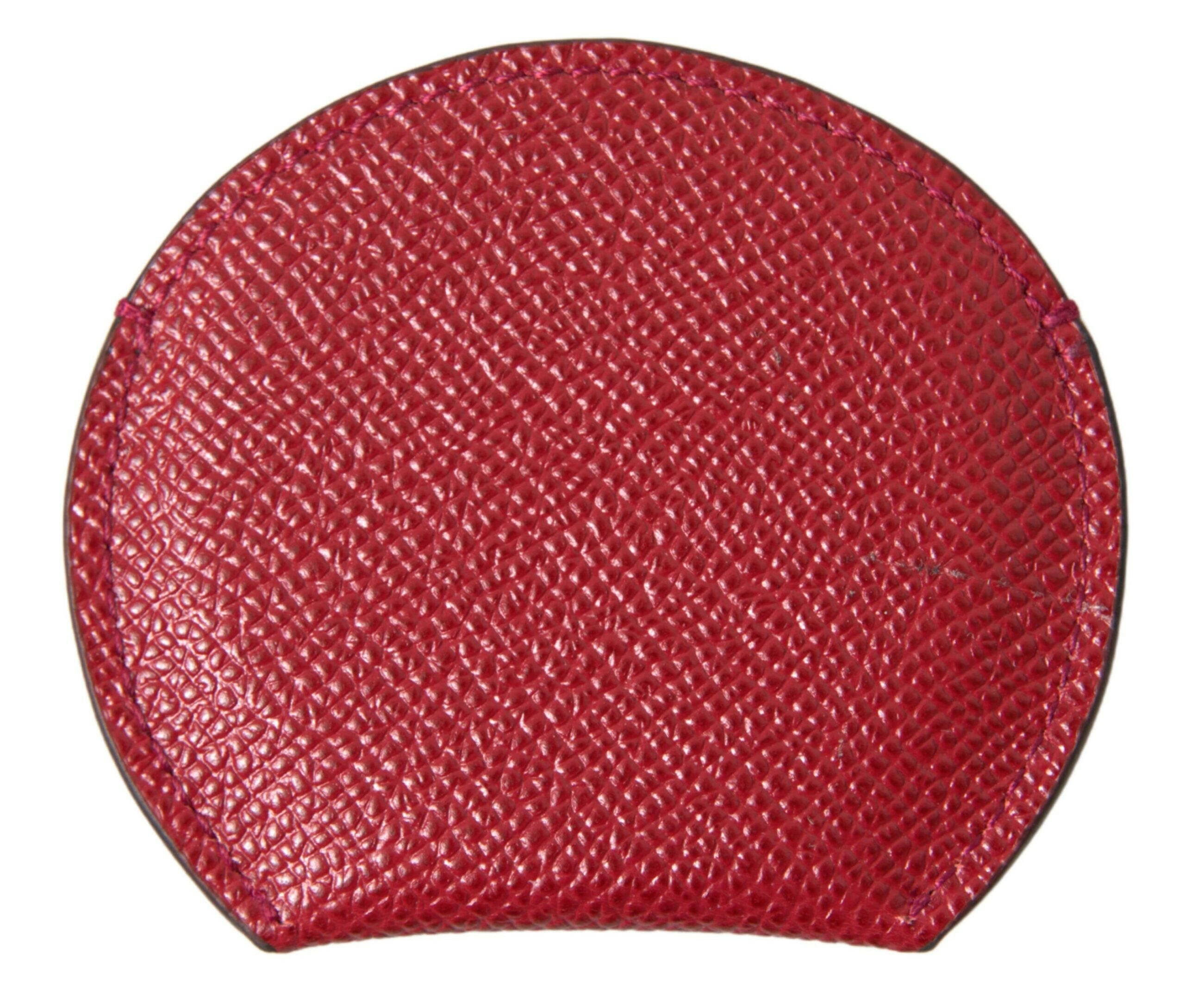 Dolce & Gabbana Red Calfskin Leather Round Hand Mirror Holder - GENUINE AUTHENTIC BRAND LLC  