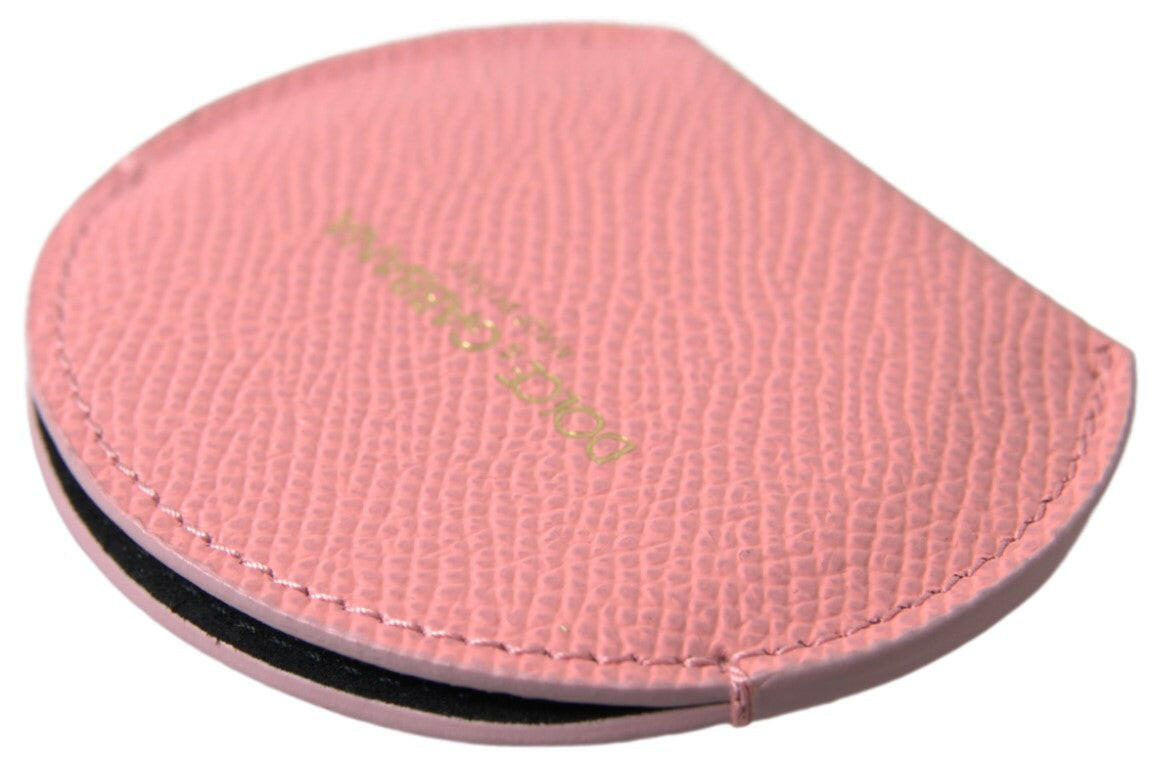 Dolce & Gabbana Pink Calfskin Leather Round Mirror Holder - GENUINE AUTHENTIC BRAND LLC  
