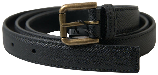 Dolce & Gabbana Black Leather Gold Metal Buckle Men Belt - GENUINE AUTHENTIC BRAND LLC  