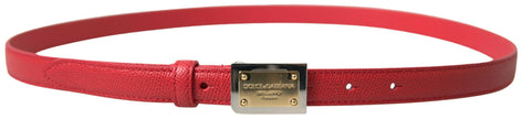 Dolce & Gabbana Red Leather Gold Engraved Metal Buckle Belt - GENUINE AUTHENTIC BRAND LLC  