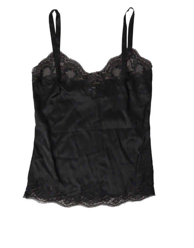 Dolce & Gabbana Black Lace Silk Sleepwear Camisole Top Underwear