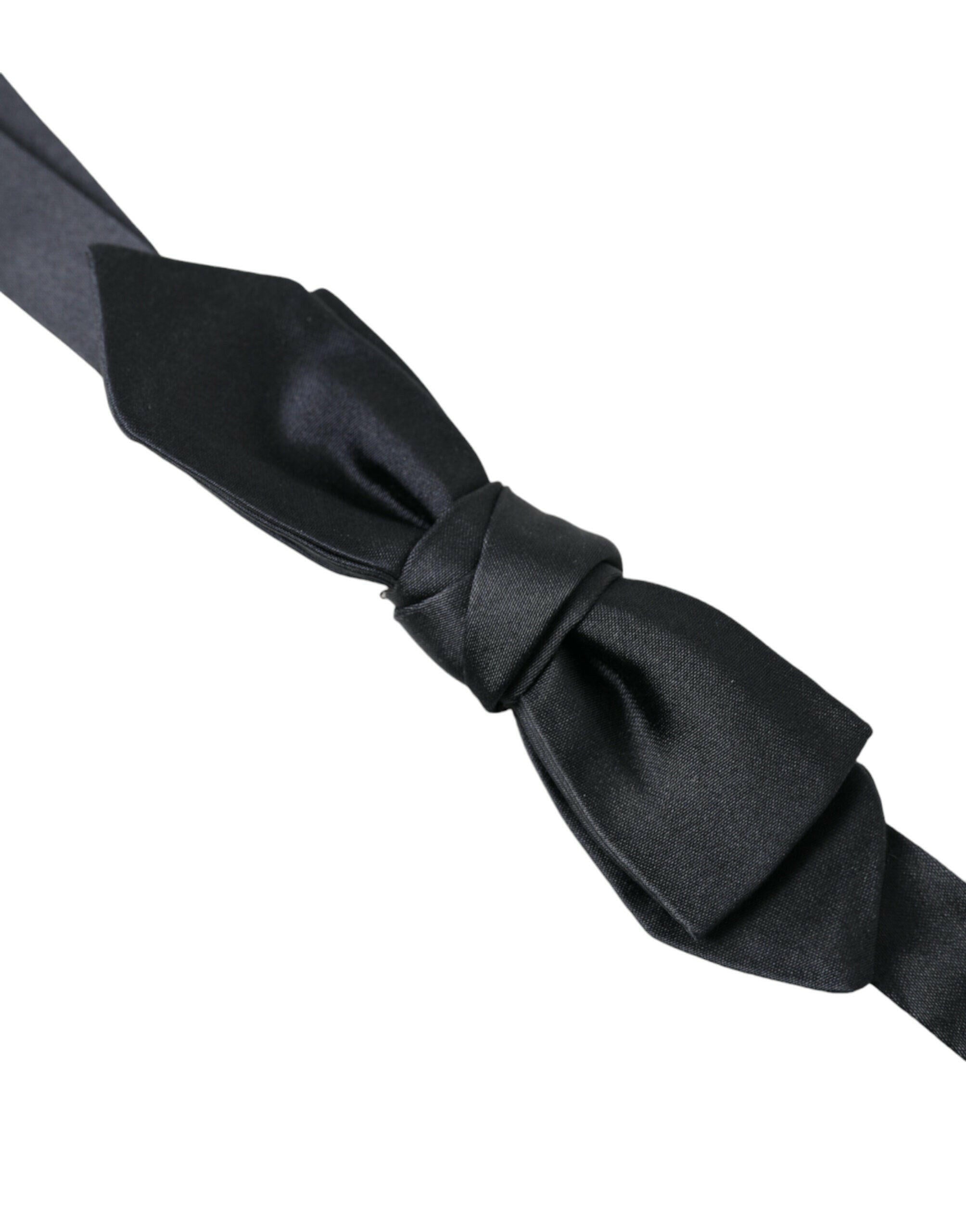 Dolce & Gabbana Dark Blue Silk Satin Adjustable Neck Men Papillon Bow Tie