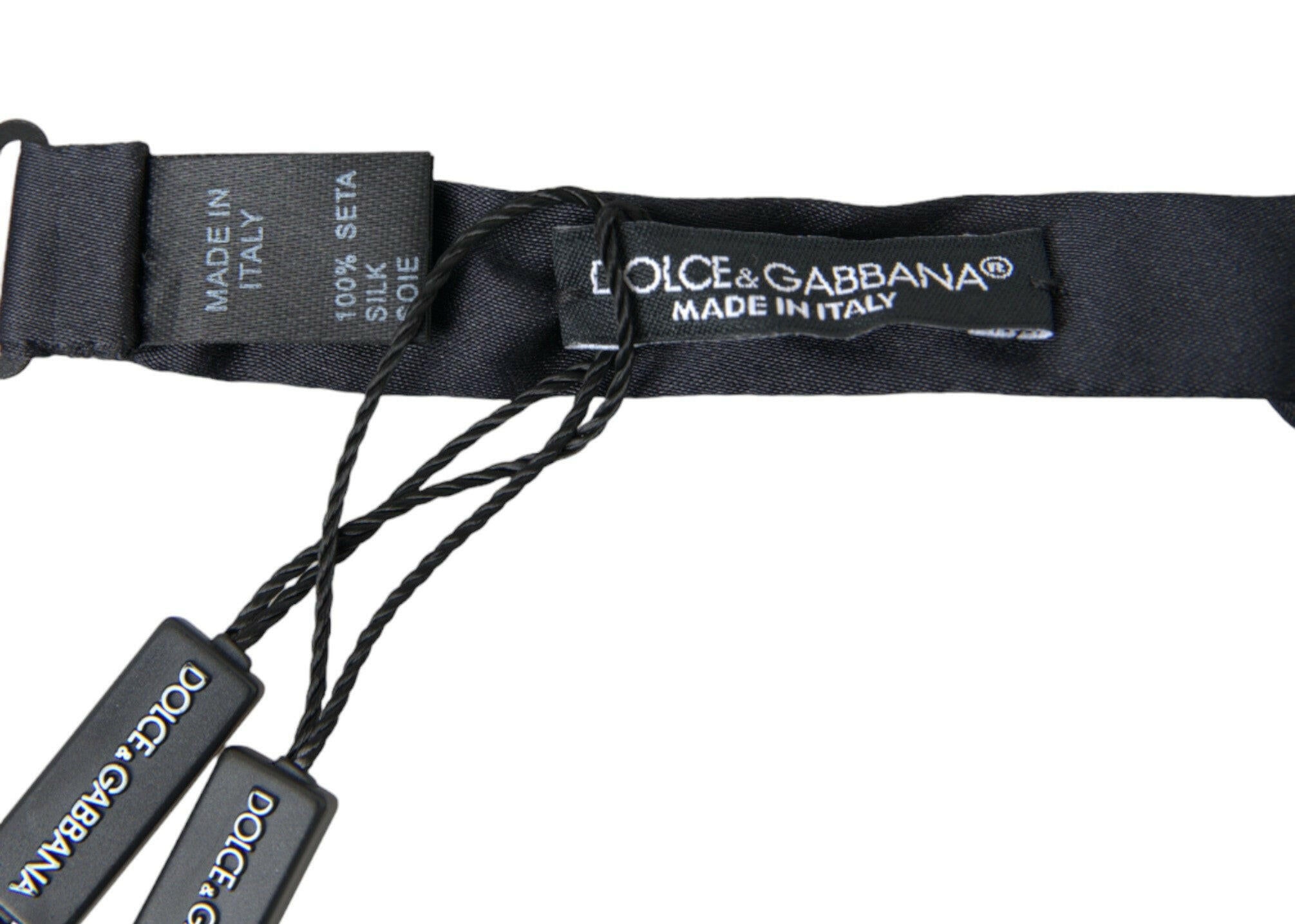 Dolce & Gabbana Dark Blue Silk Satin Adjustable Neck Men Papillon Bow Tie