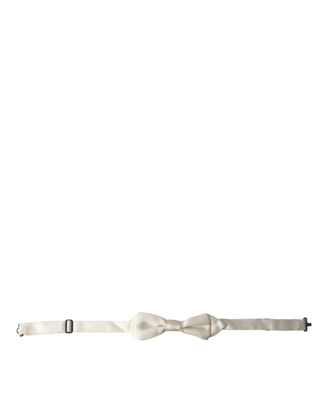 Dolce & Gabbana White Silk Slim Adjustable Neck Papillon Bow Tie