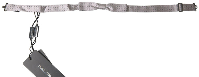 Dolce & Gabbana Gray Dotted Silk Adjustable Men Neck Papillon Bow Tie - GENUINE AUTHENTIC BRAND LLC  