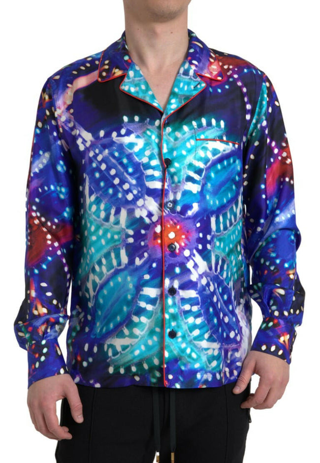 Dolce & Gabbana Multicolor Silk Psychedelic Print Men Pajama Shirt - GENUINE AUTHENTIC BRAND LLC  