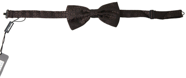 Dolce & Gabbana Brown Floral Jacquard Adjustable Neck Papillon Bow Tie - GENUINE AUTHENTIC BRAND LLC  
