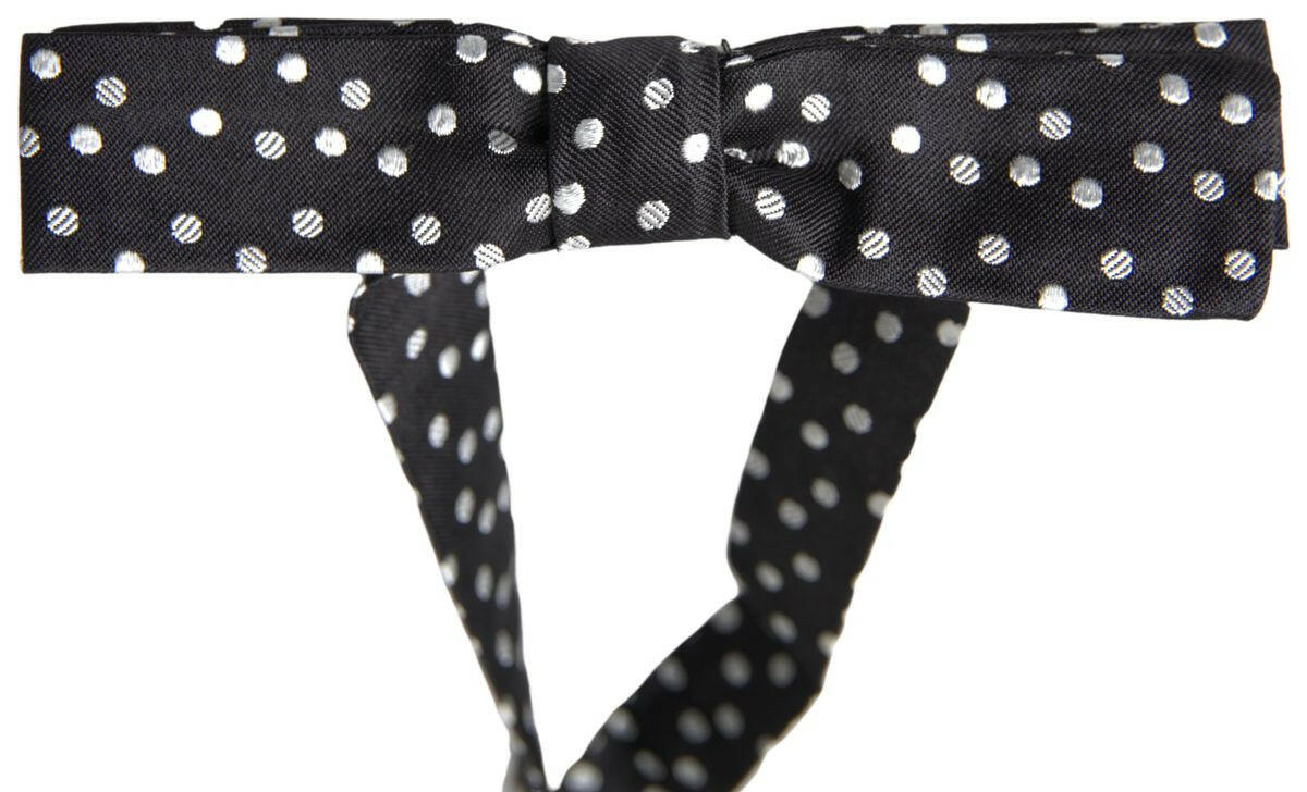 Dolce & Gabbana Black Polka Dot Silk Adjustable Men Neck Papillon Bow Tie - GENUINE AUTHENTIC BRAND LLC  