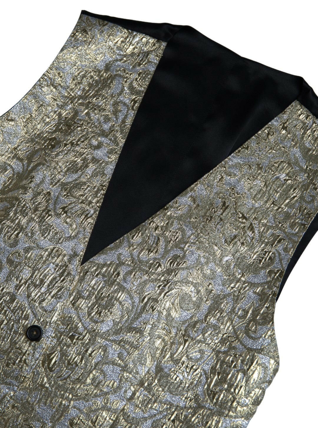 Dolce & Gabbana Floral Jacquard Waistcoat Formal Gold Vest - GENUINE AUTHENTIC BRAND LLC  