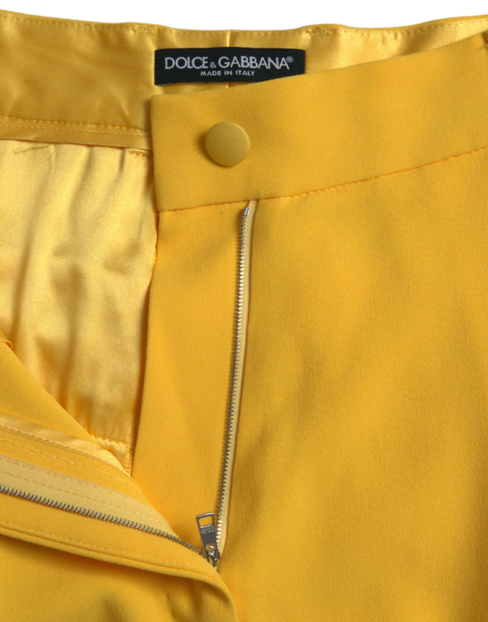 Dolce & Gabbana Yellow High Waist Hot Pants Bermuda Shorts.
