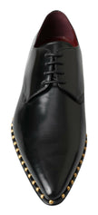 Dolce & Gabbana Black Derby Gold Studded Leather Shoes - GENUINE AUTHENTIC BRAND LLC  