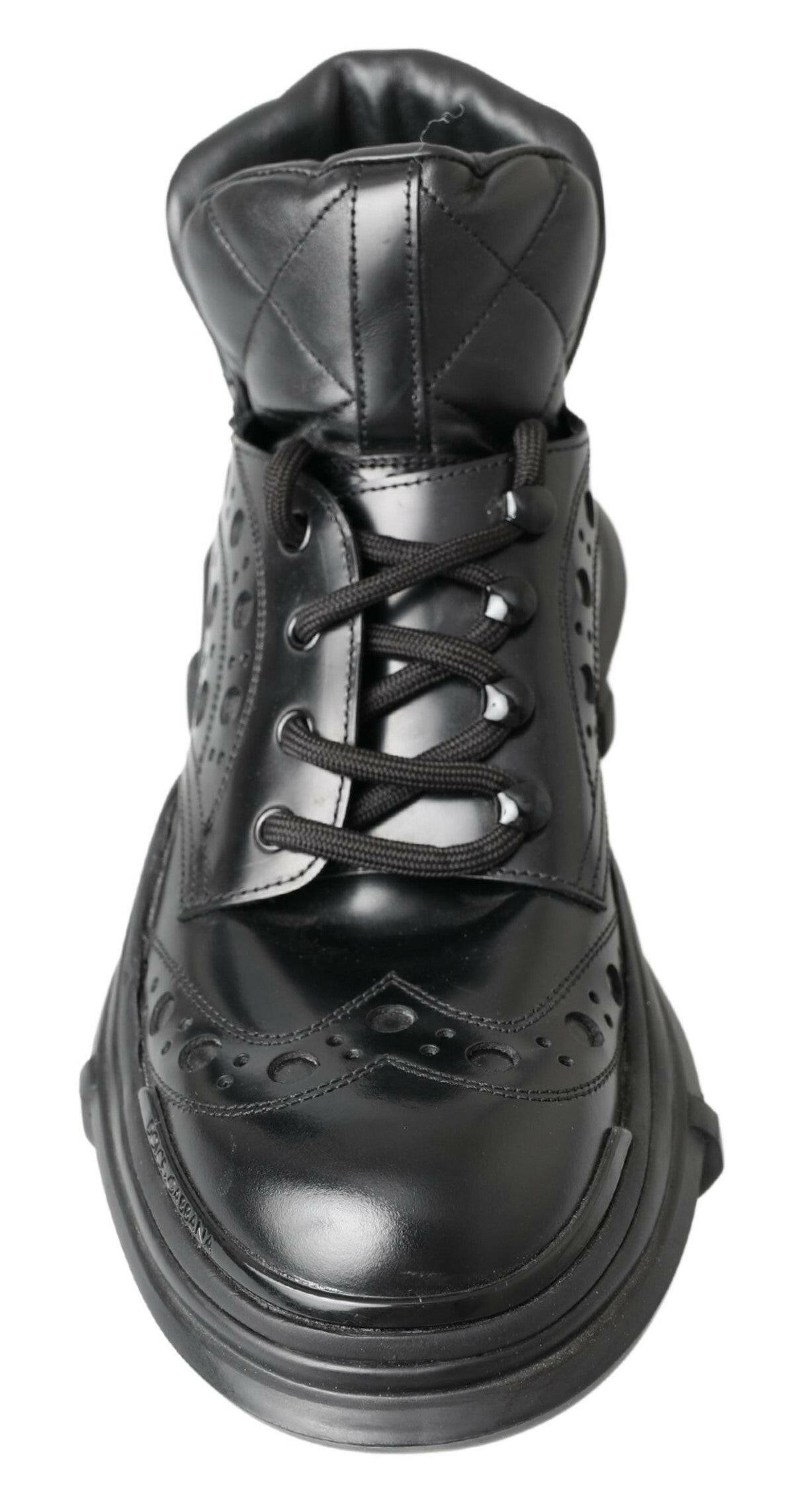 Dolce & Gabbana Black Leather Ankle Casual Boots - GENUINE AUTHENTIC BRAND LLC  