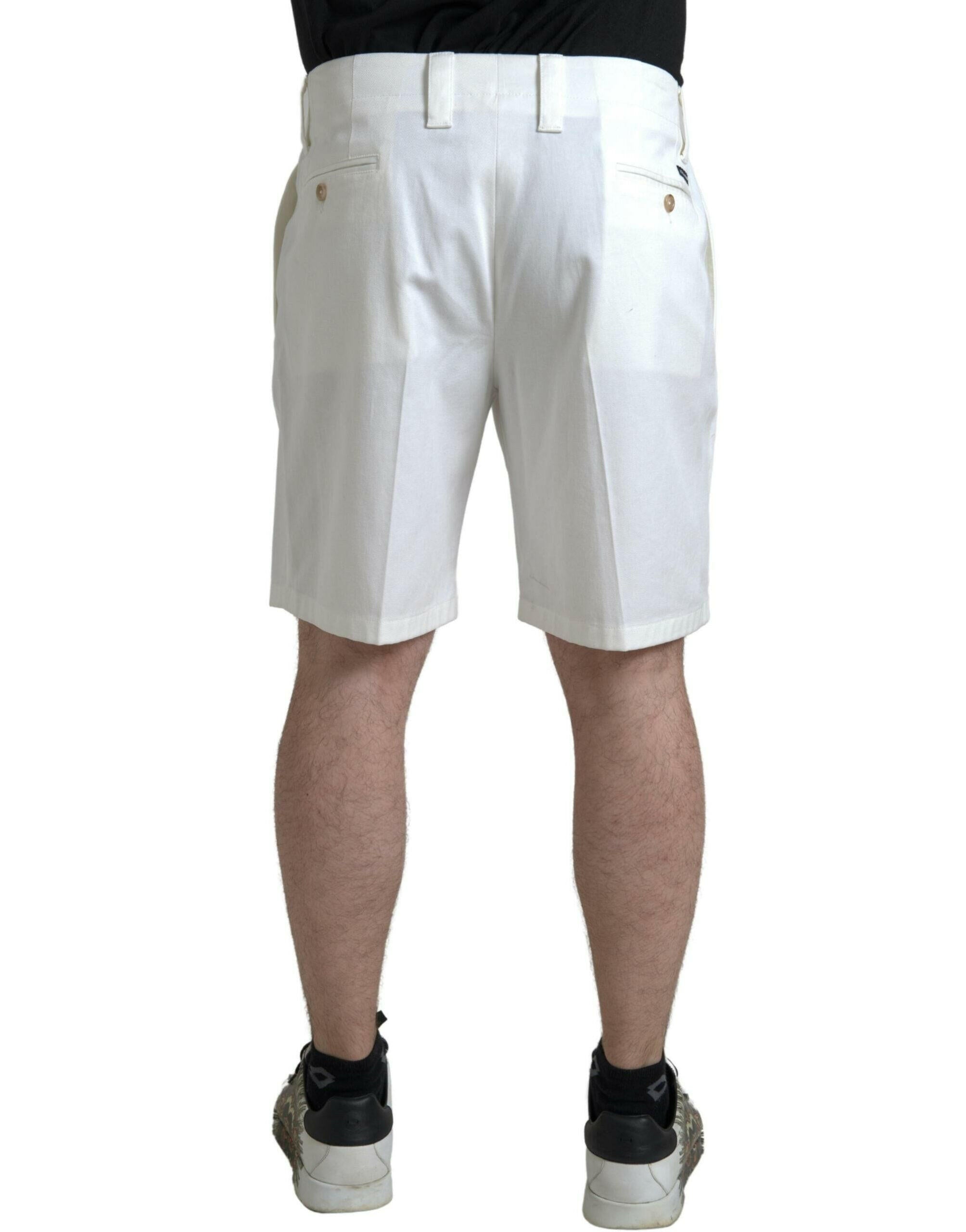 Dolce & Gabbana White Cotton Stretch Men Bermuda Denim Shorts - GENUINE AUTHENTIC BRAND LLC  