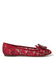 Dolce & Gabbana Red Vally Taormina Lace Crystals Flats Shoes - GENUINE AUTHENTIC BRAND LLC  