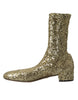 Dolce & Gabbana Gold Sequined Short Boots Stretch Shoes