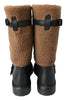 Dolce & Gabbana Black Leather Brown Shearling Boots - GENUINE AUTHENTIC BRAND LLC  