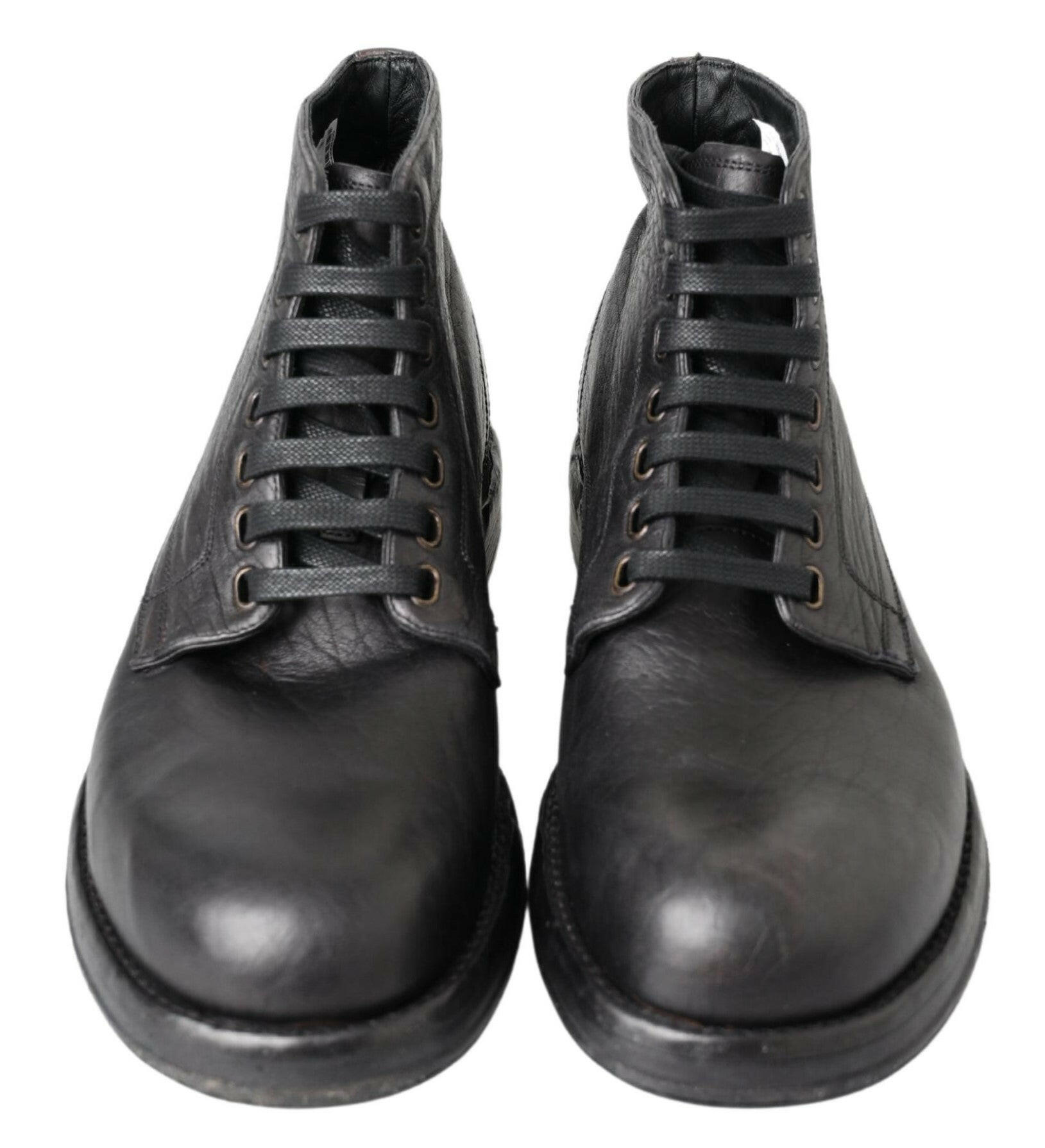 Dolce & Gabbana Black Horse Leather Perugino Boots - GENUINE AUTHENTIC BRAND LLC  