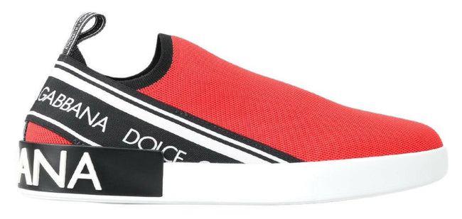 Dolce & Gabbana Red White Flat Sneakers Loafers Shoes - GENUINE AUTHENTIC BRAND LLC  