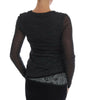 Ermanno Scervino Chic Gray Lace Sleeve Blouse.