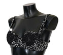 Dolce & Gabbana Elegant Black Floral Lace Silk Bra.