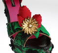 Dolce & Gabbana Green Brocade Snakeskin Roses Crystal Shoes - GENUINE AUTHENTIC BRAND LLC  