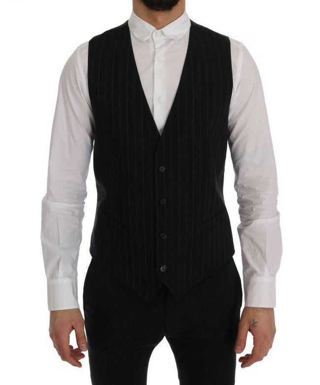 Dolce & Gabbana Black STAFF Cotton Striped Vest - GENUINE AUTHENTIC BRAND LLC  