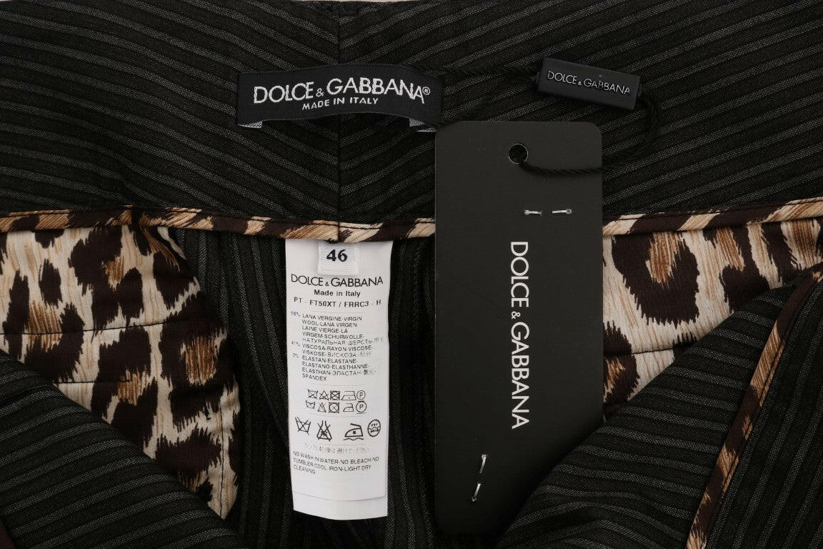 Dolce & Gabbana Elegant Slim Fit Striped Dress Pants.