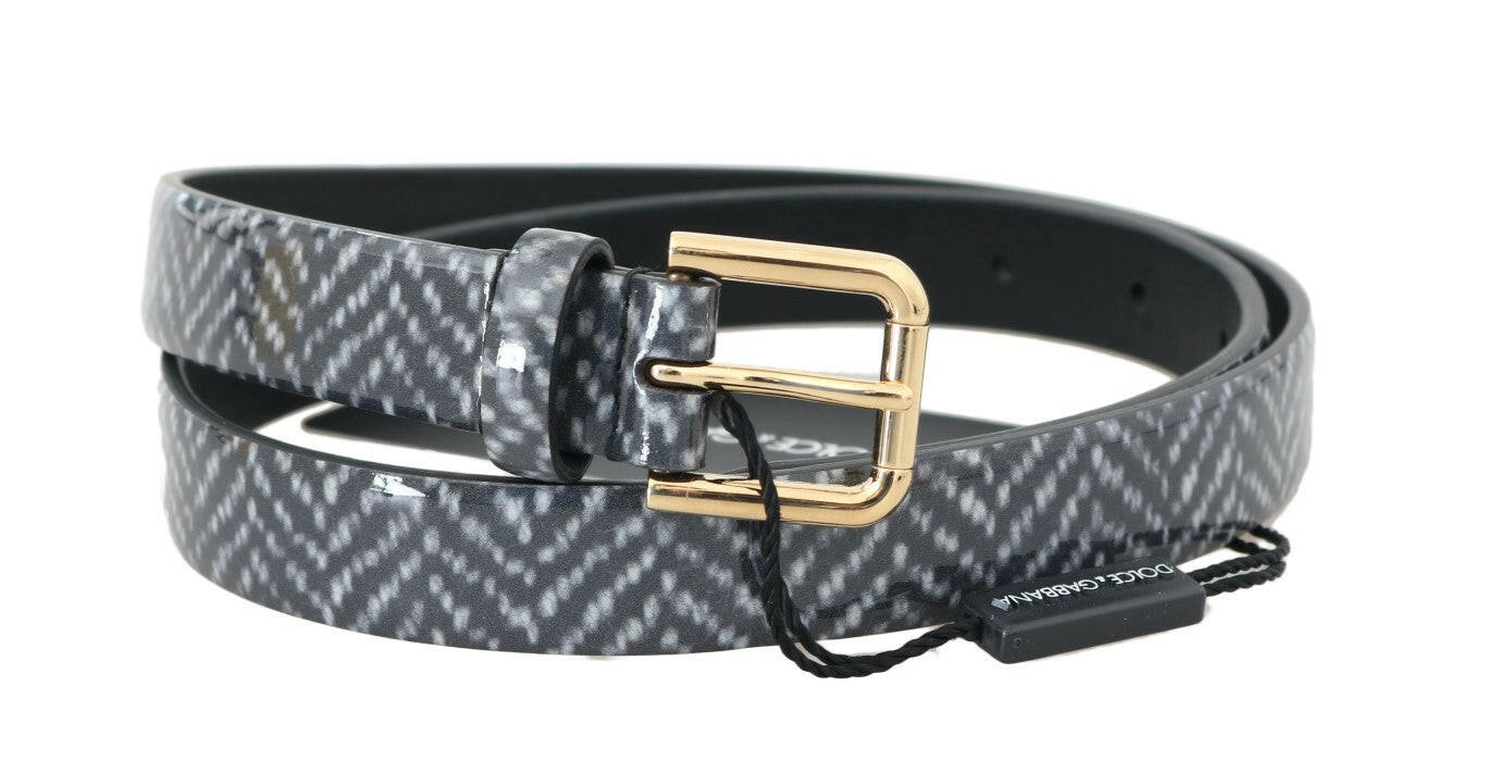 Dolce & Gabbana Elegant Chevron Leather Waist Belt.