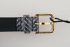 Dolce & Gabbana Elegant Chevron Leather Waist Belt.