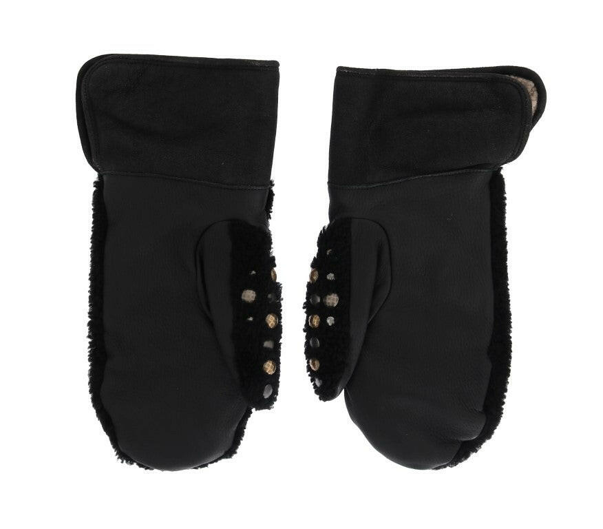 Dolce & Gabbana Studded Black Leather Gentleman's Gloves.