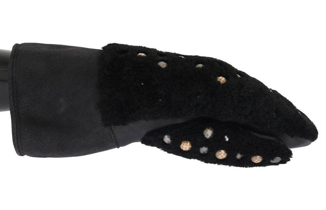 Dolce & Gabbana Studded Black Leather Gentleman's Gloves.