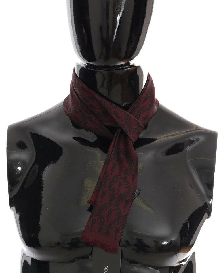 Dolce & Gabbana Bordeaux Silk Crown Chili Scarf - GENUINE AUTHENTIC BRAND LLC  