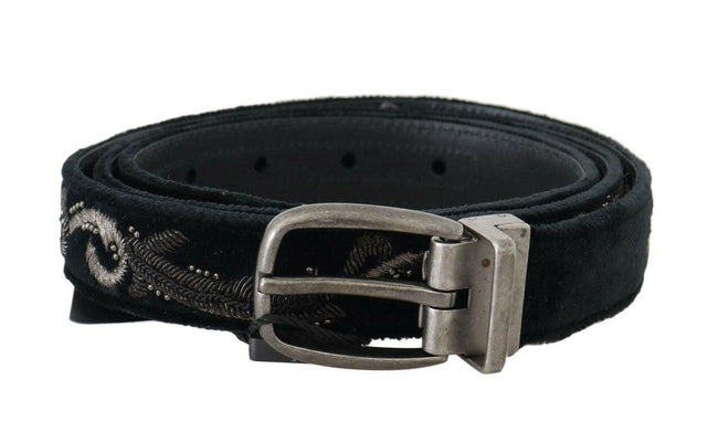 Dolce & Gabbana Elegant Black Cotton-Leather Men's Belt.