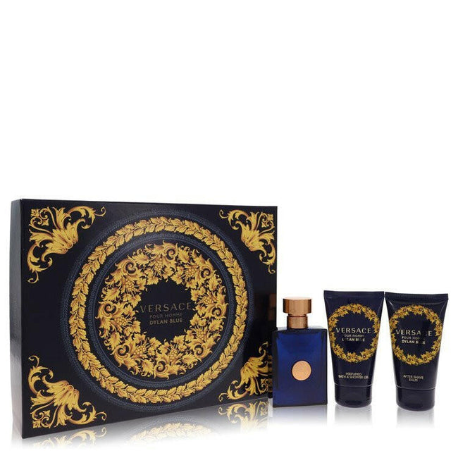 Versace Pour Homme Dylan Blue by Versace Gift Set -- 1.7 oz Eau De Toilette Spray + 1.7 oz After Shave Balm + 1.7 oz Shower Gel (Men).