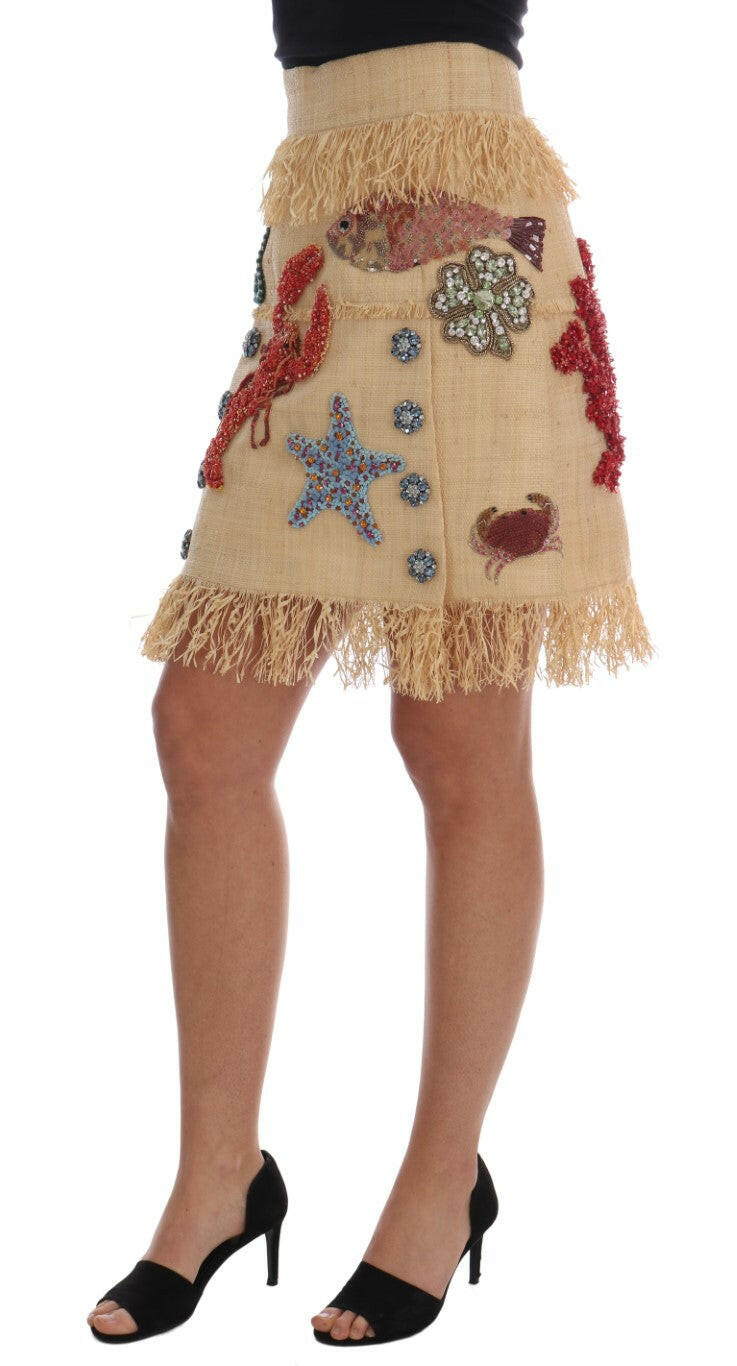 Dolce & Gabbana High-Waist Crystal-Embellished Skirt.