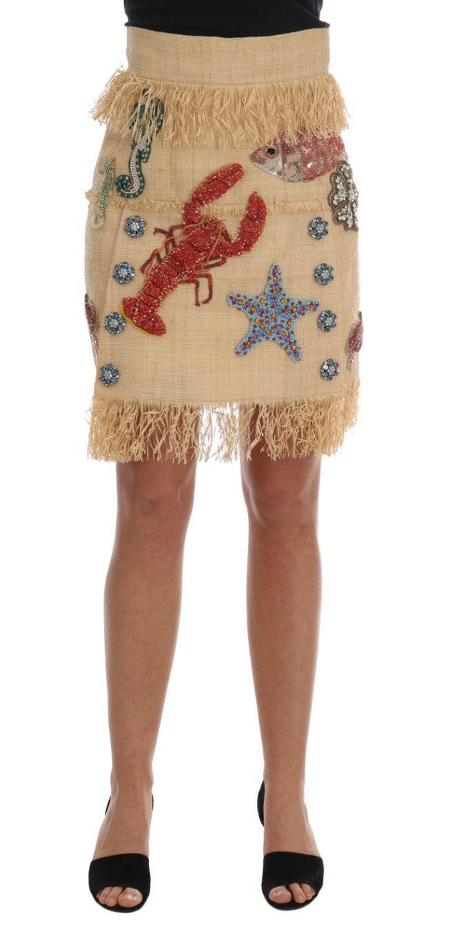 Dolce & Gabbana High-Waist Crystal-Embellished Skirt.