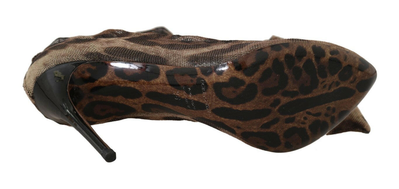 Dolce & Gabbana Brown Leopard Tulle Long Socks Pumps - GENUINE AUTHENTIC BRAND LLC  