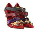 Dolce & Gabbana Red Sequined Crystal Studs Heels Shoes - GENUINE AUTHENTIC BRAND LLC  