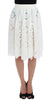 Dolce & Gabbana White Silk Floral Ricamo Knee Skirt