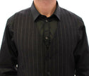 Dolce & Gabbana Gray Striped Wool Logo Vest - GENUINE AUTHENTIC BRAND LLC  
