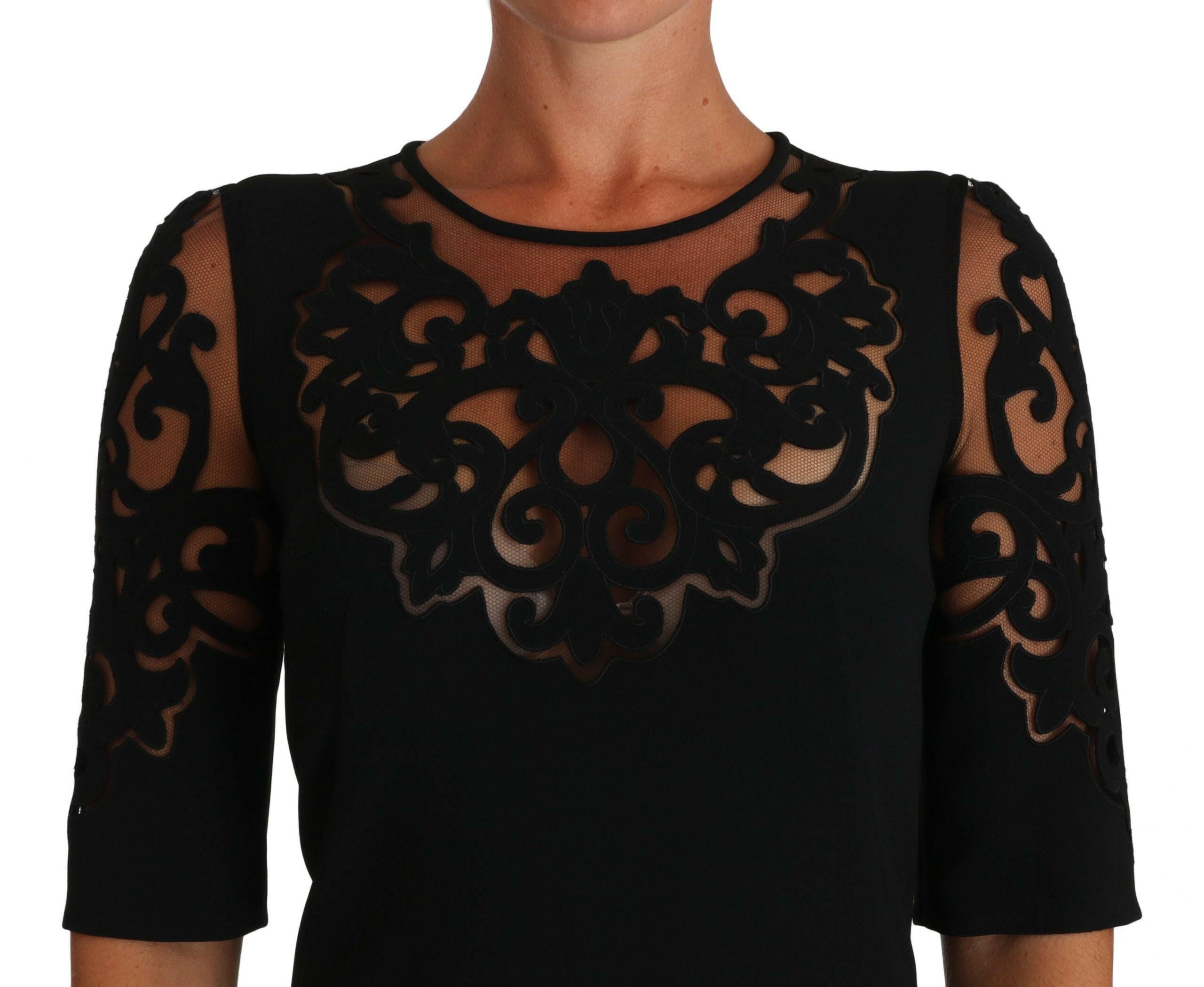 Dolce & Gabbana Elegant Black Cut-Out Detail Dress.