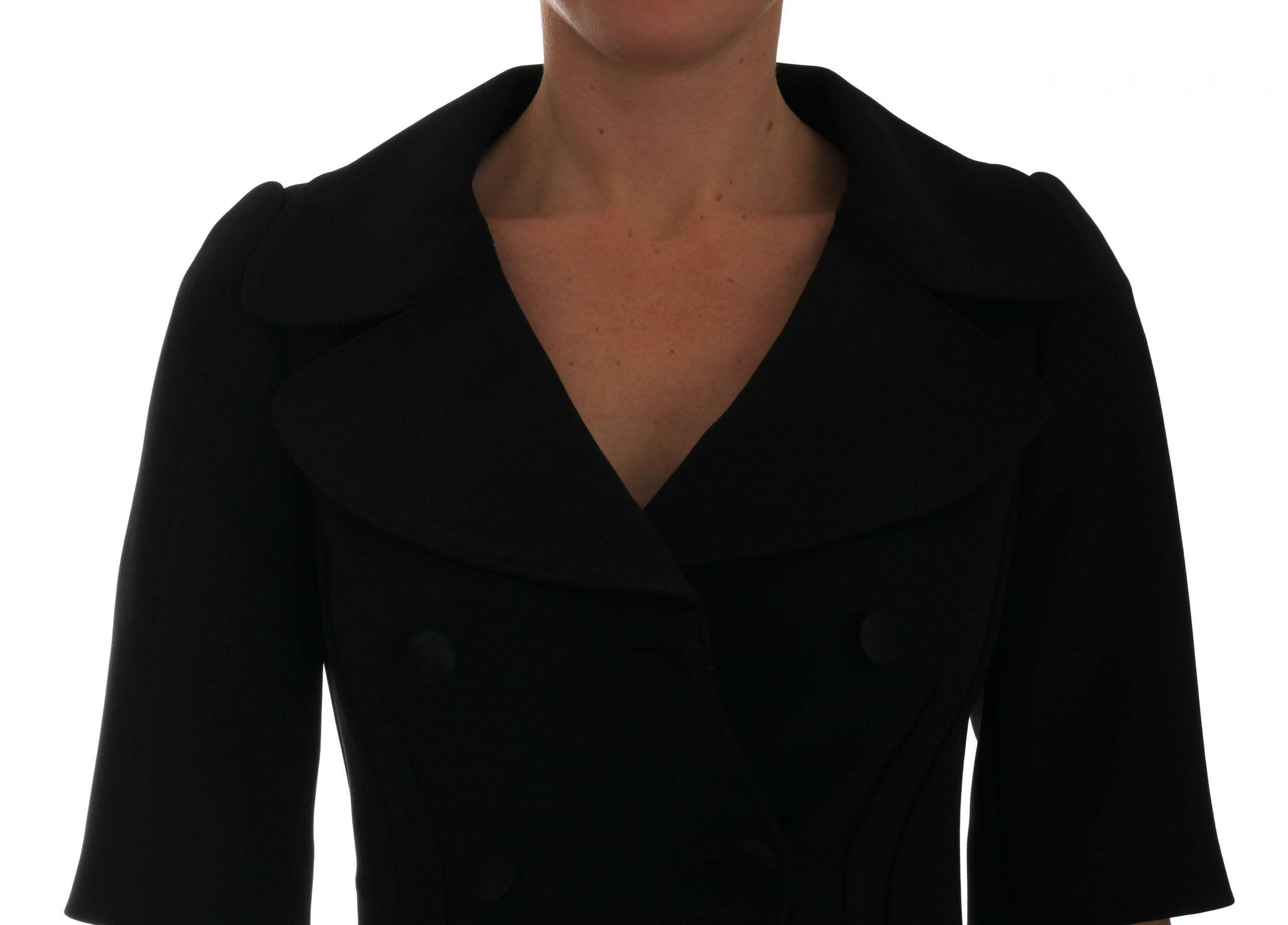 Dolce & Gabbana Chic Black Cropped Double Breasted Blazer.