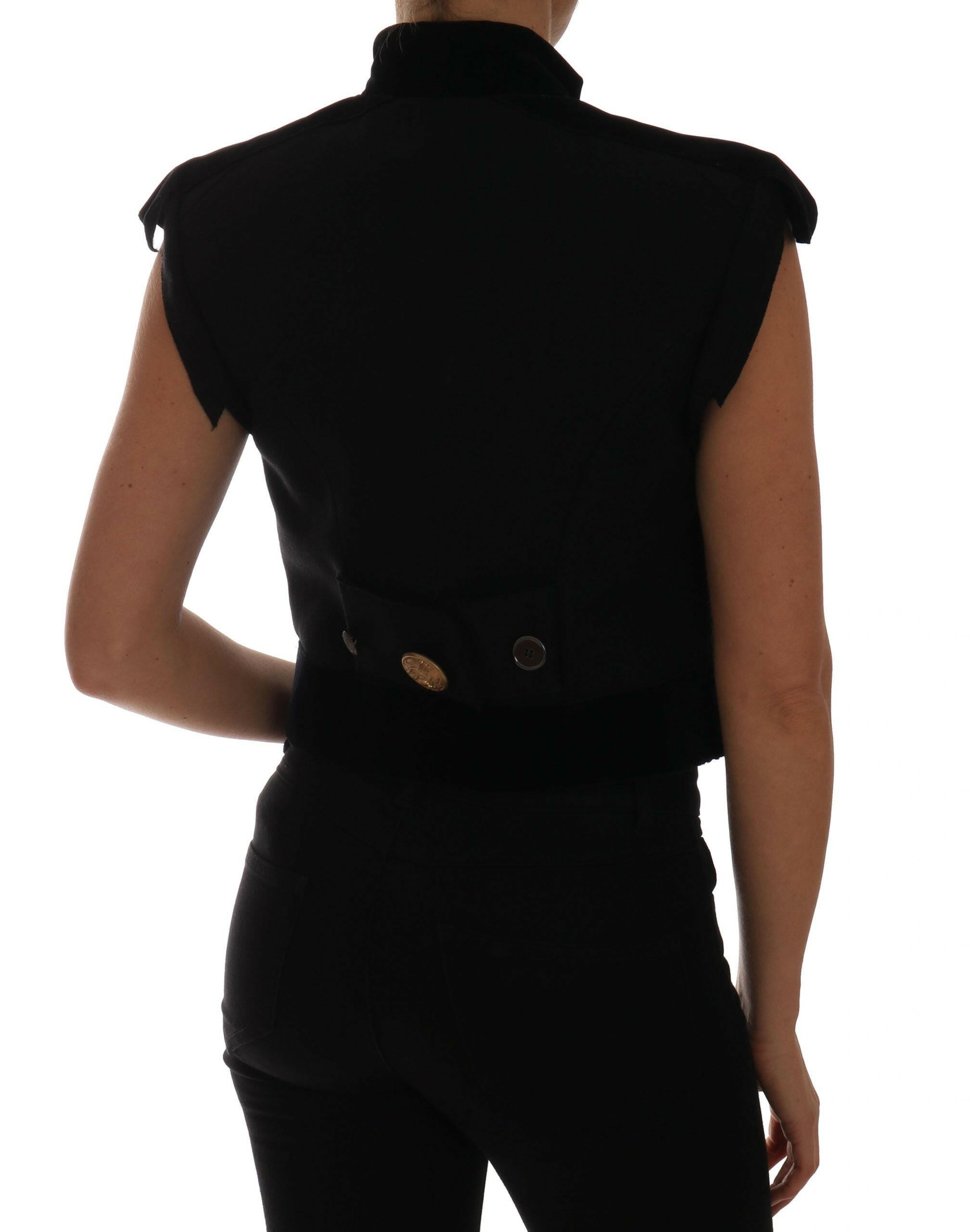Dolce & Gabbana Embellished Black Military Style Vest.