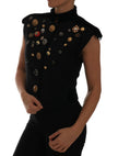Dolce & Gabbana Embellished Black Military Style Vest.