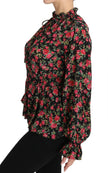 Dolce & Gabbana Elegant Black Floral Silk Shirt.
