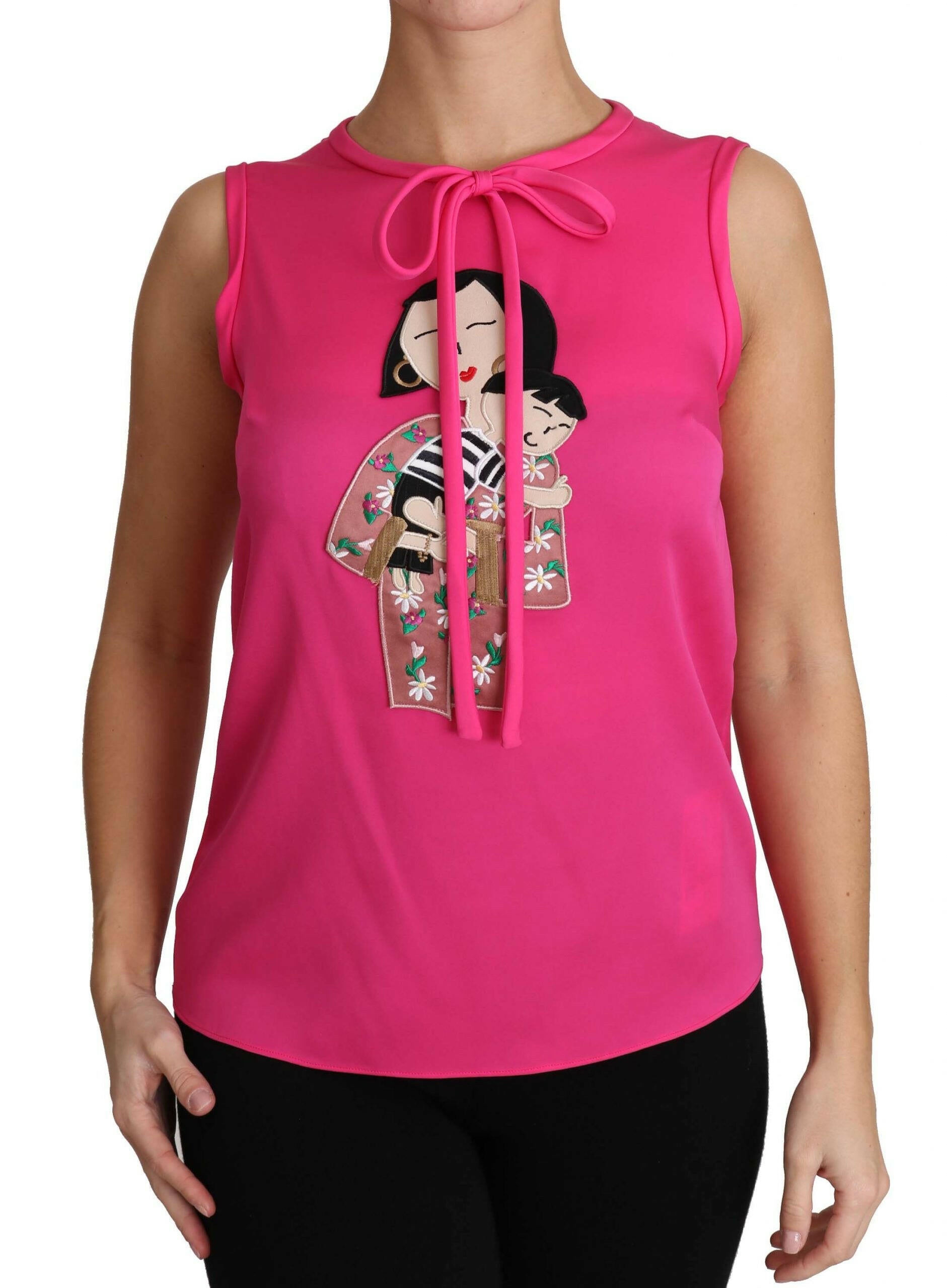 Dolce & Gabbana Elegant Pink Silk Family Tank Top Shirt.