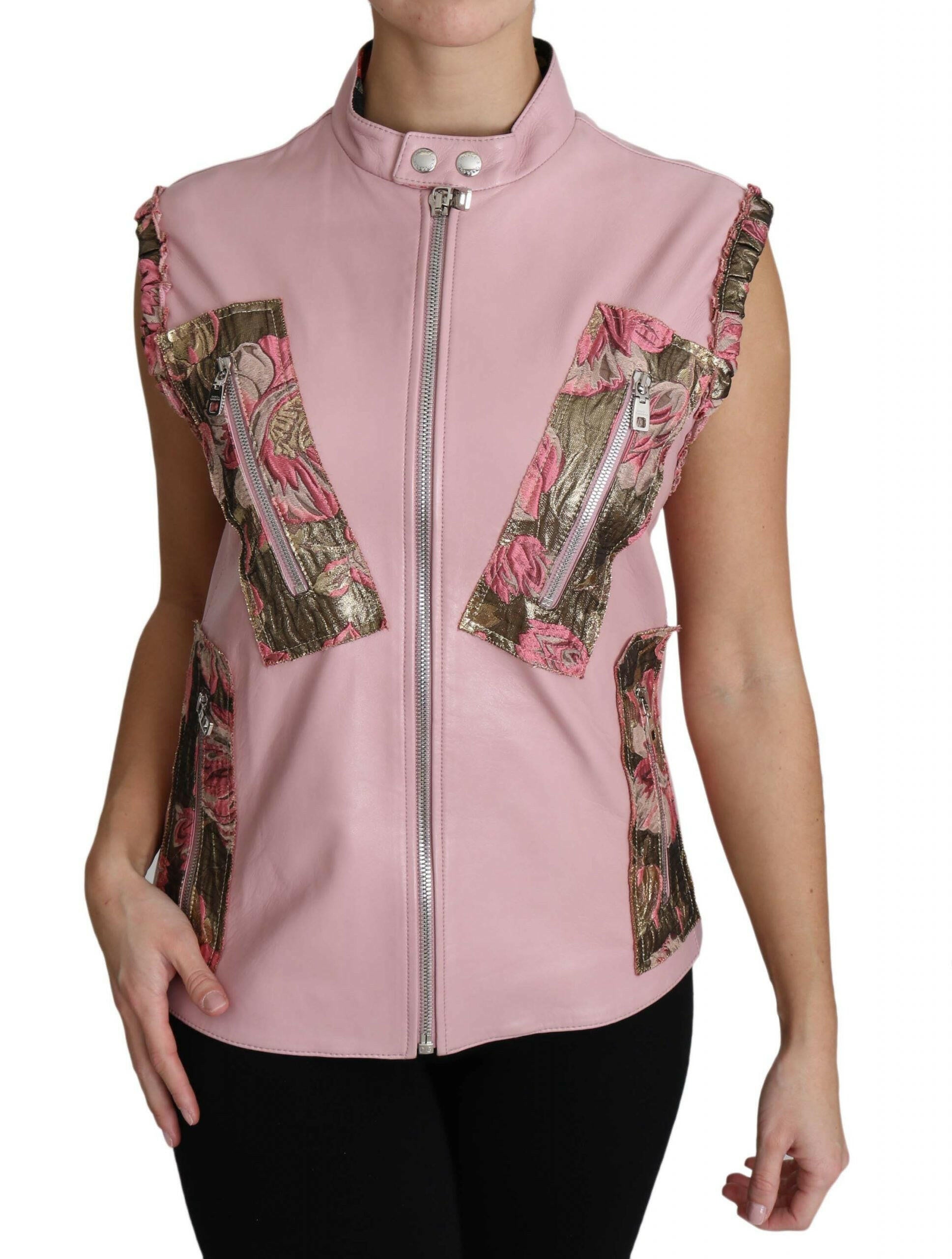 Dolce & Gabbana Stunning Pink Sleeveless Leather Vest.