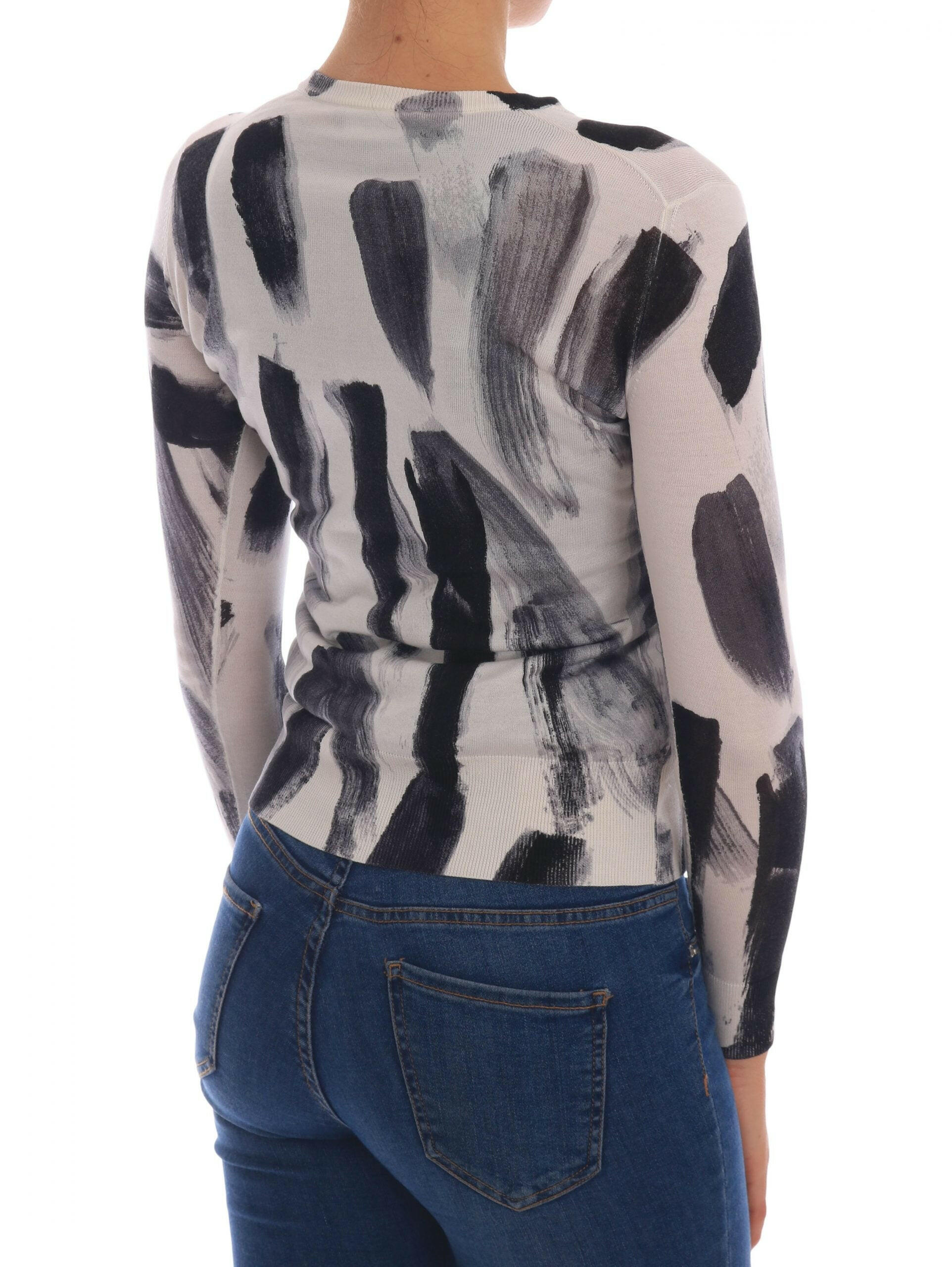 Dolce & Gabbana Elegant Silk Stroke-Pattern Sweater.