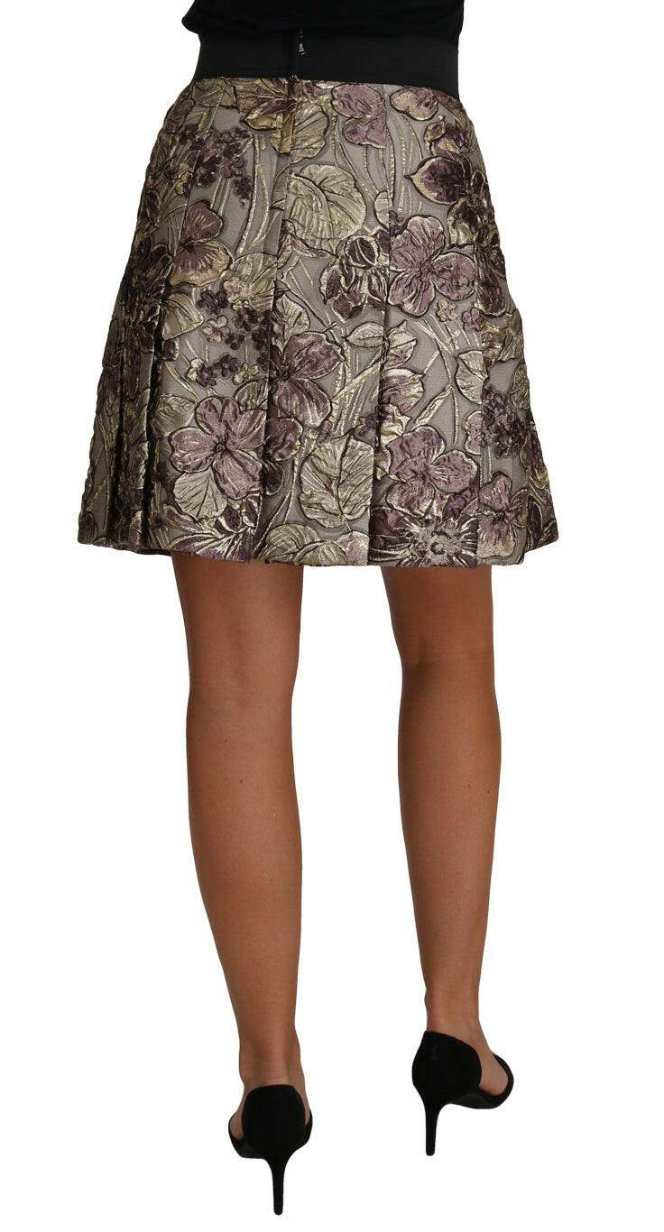 Dolce & Gabbana Elegant Floral A-Line Jacquard Skirt.